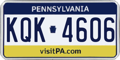 PA license plate KQK4606