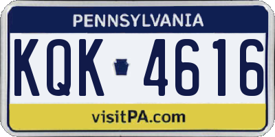 PA license plate KQK4616