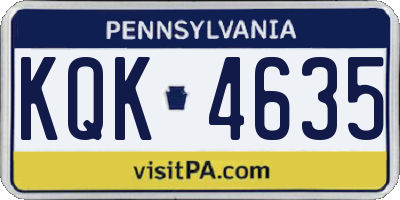 PA license plate KQK4635