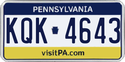 PA license plate KQK4643
