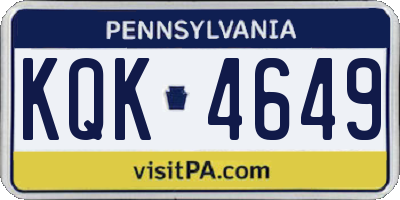 PA license plate KQK4649