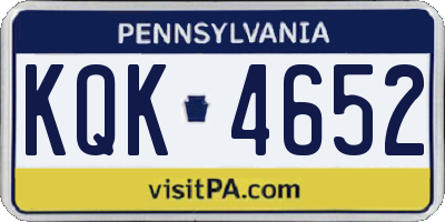 PA license plate KQK4652