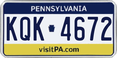 PA license plate KQK4672
