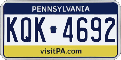 PA license plate KQK4692