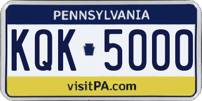 PA license plate KQK5000