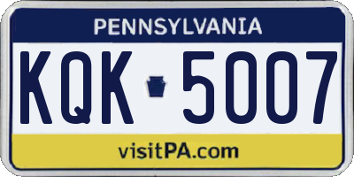 PA license plate KQK5007