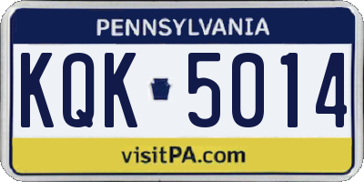 PA license plate KQK5014