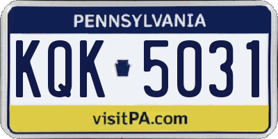 PA license plate KQK5031