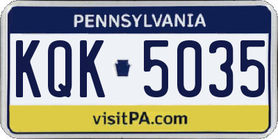PA license plate KQK5035