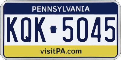 PA license plate KQK5045