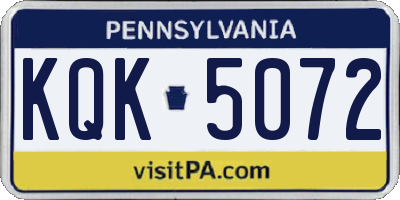 PA license plate KQK5072