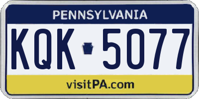 PA license plate KQK5077