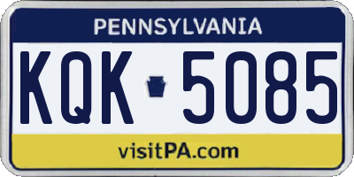 PA license plate KQK5085