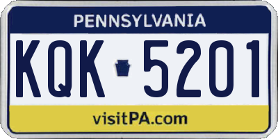 PA license plate KQK5201