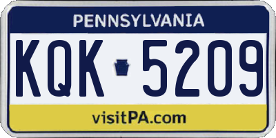PA license plate KQK5209