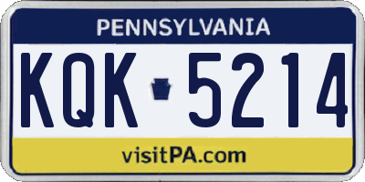 PA license plate KQK5214