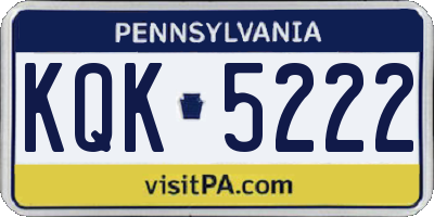 PA license plate KQK5222