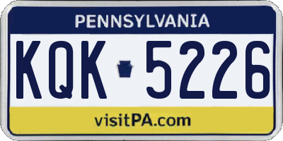 PA license plate KQK5226