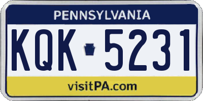 PA license plate KQK5231