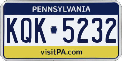 PA license plate KQK5232