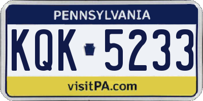 PA license plate KQK5233