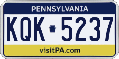 PA license plate KQK5237