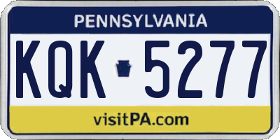 PA license plate KQK5277