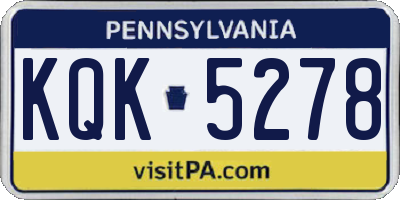 PA license plate KQK5278
