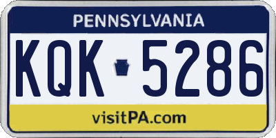 PA license plate KQK5286