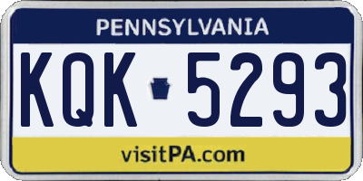 PA license plate KQK5293