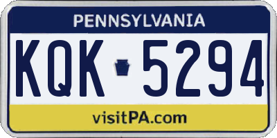 PA license plate KQK5294