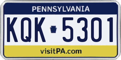PA license plate KQK5301
