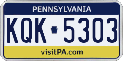 PA license plate KQK5303