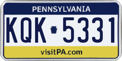 PA license plate KQK5331
