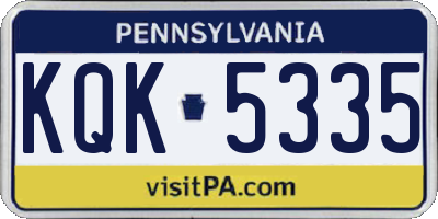 PA license plate KQK5335