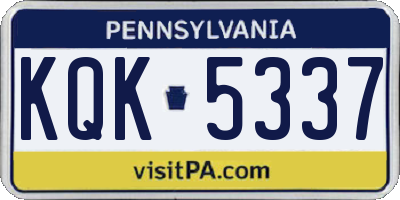 PA license plate KQK5337