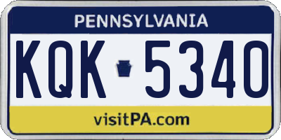 PA license plate KQK5340