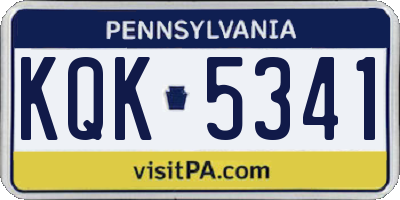 PA license plate KQK5341