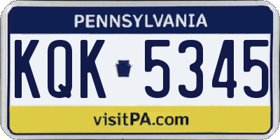 PA license plate KQK5345