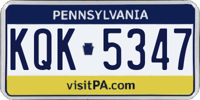 PA license plate KQK5347