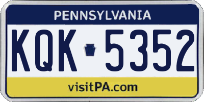 PA license plate KQK5352