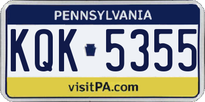 PA license plate KQK5355