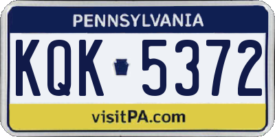 PA license plate KQK5372