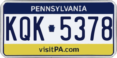 PA license plate KQK5378