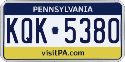 PA license plate KQK5380
