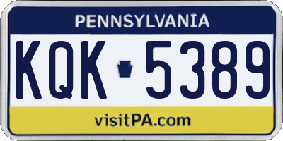 PA license plate KQK5389