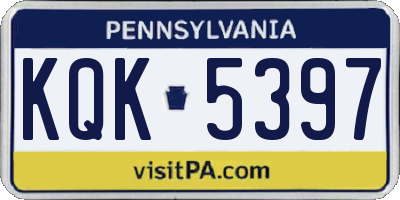 PA license plate KQK5397
