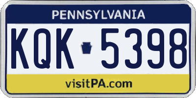 PA license plate KQK5398