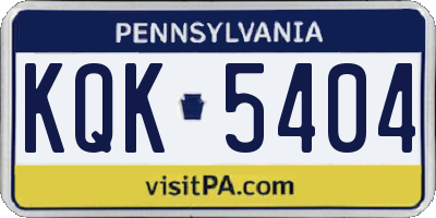 PA license plate KQK5404