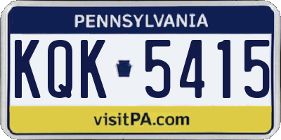PA license plate KQK5415
